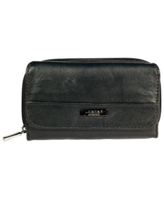 RFID Protected Leather Purse with Zip Round Section and Wallet Section