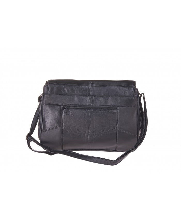 Lorenz Sheep Nappa Flapover Bag with 3 Inner Zips, Back Zip & Side Zip Pocket-New Bargain Price