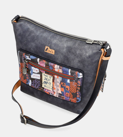 Contemporary large printed messenger bag