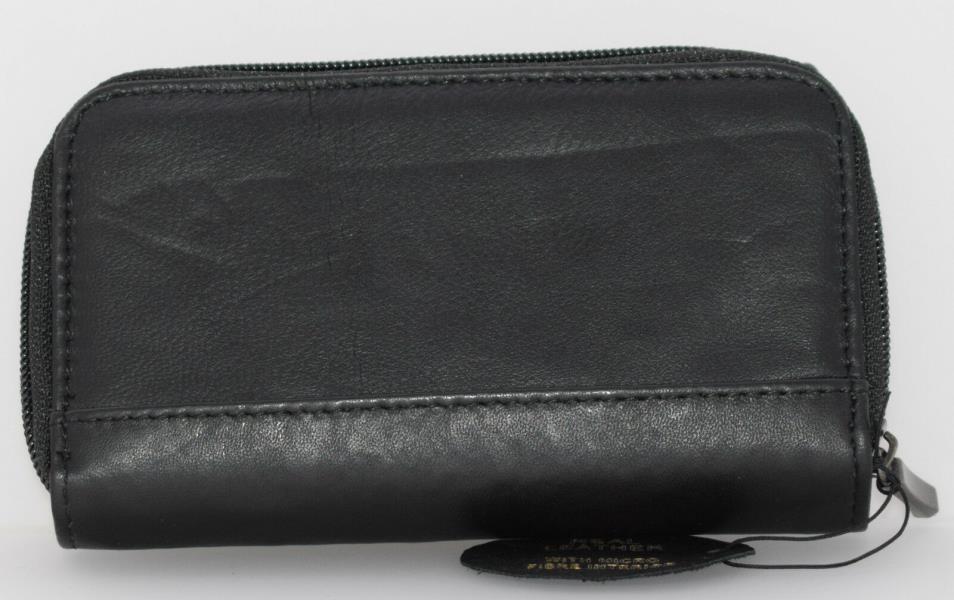 RFID Protected Leather Purse with Zip Round Section and Wallet Section