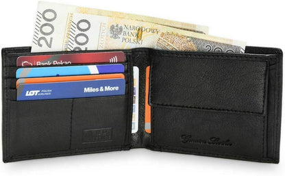 JCB RFID Stylish Men’s Black Leather Wallet with Pull-Out Separate Card Holder in Gift Box