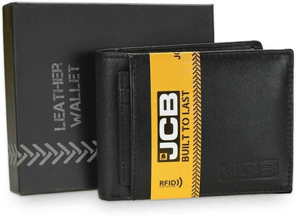 JCB RFID Stylish Men’s Black Leather Wallet with Pull-Out Separate Card Holder in Gift Box