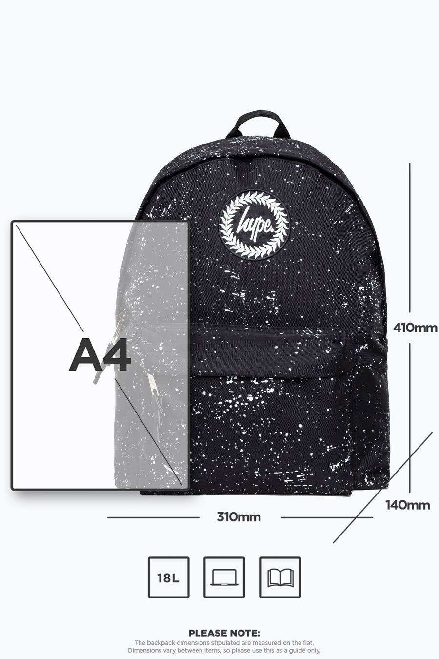 HYPE BLACK WITH WHITE SPECKLE BACKPACK