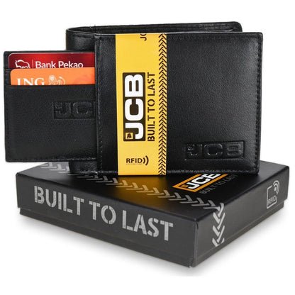 JCB RFID Stylish Men’s Black Leather Wallet with Pull-Out Separate Card Holder in Gift Box