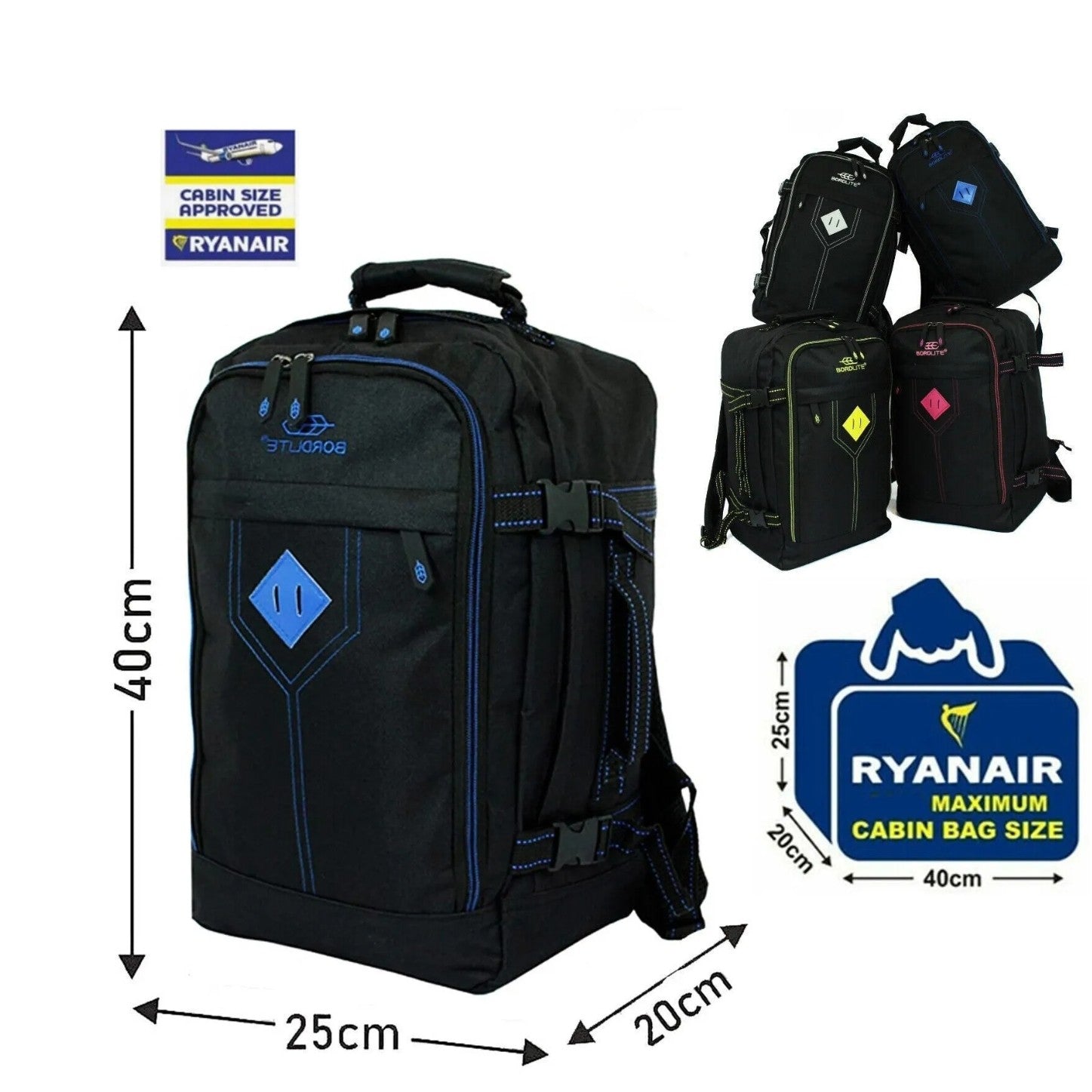 TRAVEL BACKPACK CABIN BAG RYANAIR APPROVED 40X25X20cm UNDER SEAT NEW Thebagshopgy