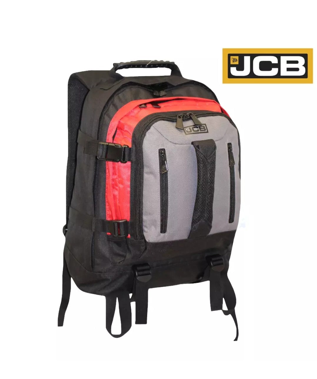 JCB HEavy Duty Backpack Work Travel Rucksack Multi Zip Pocket Fishing Hiking