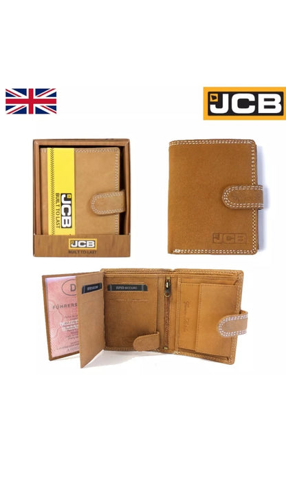 Official JCB Leather Wallet with Coin Pocket, Mens Premium Card Holder, Gift Box