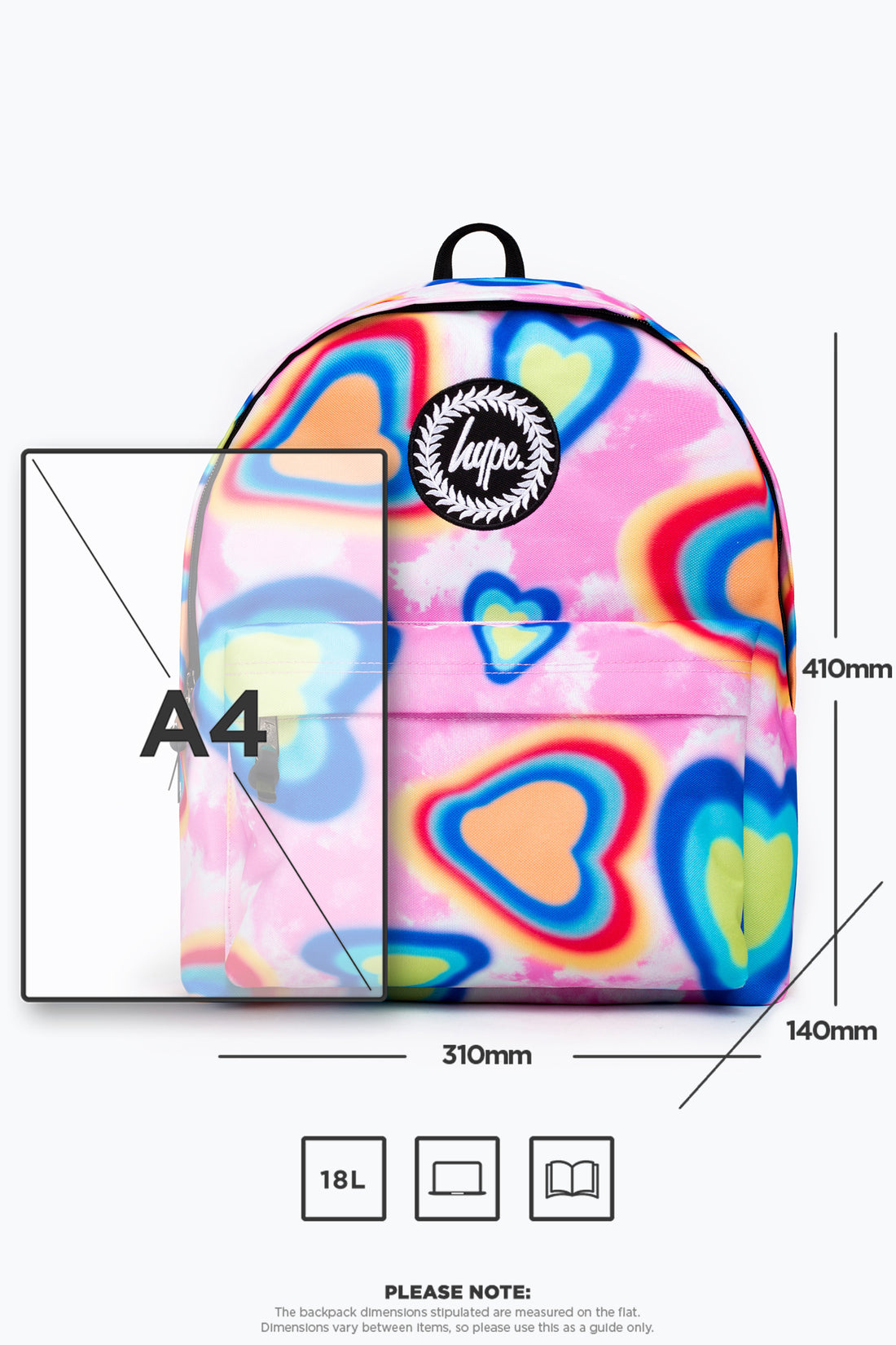 Hype multi glow hearts backpack