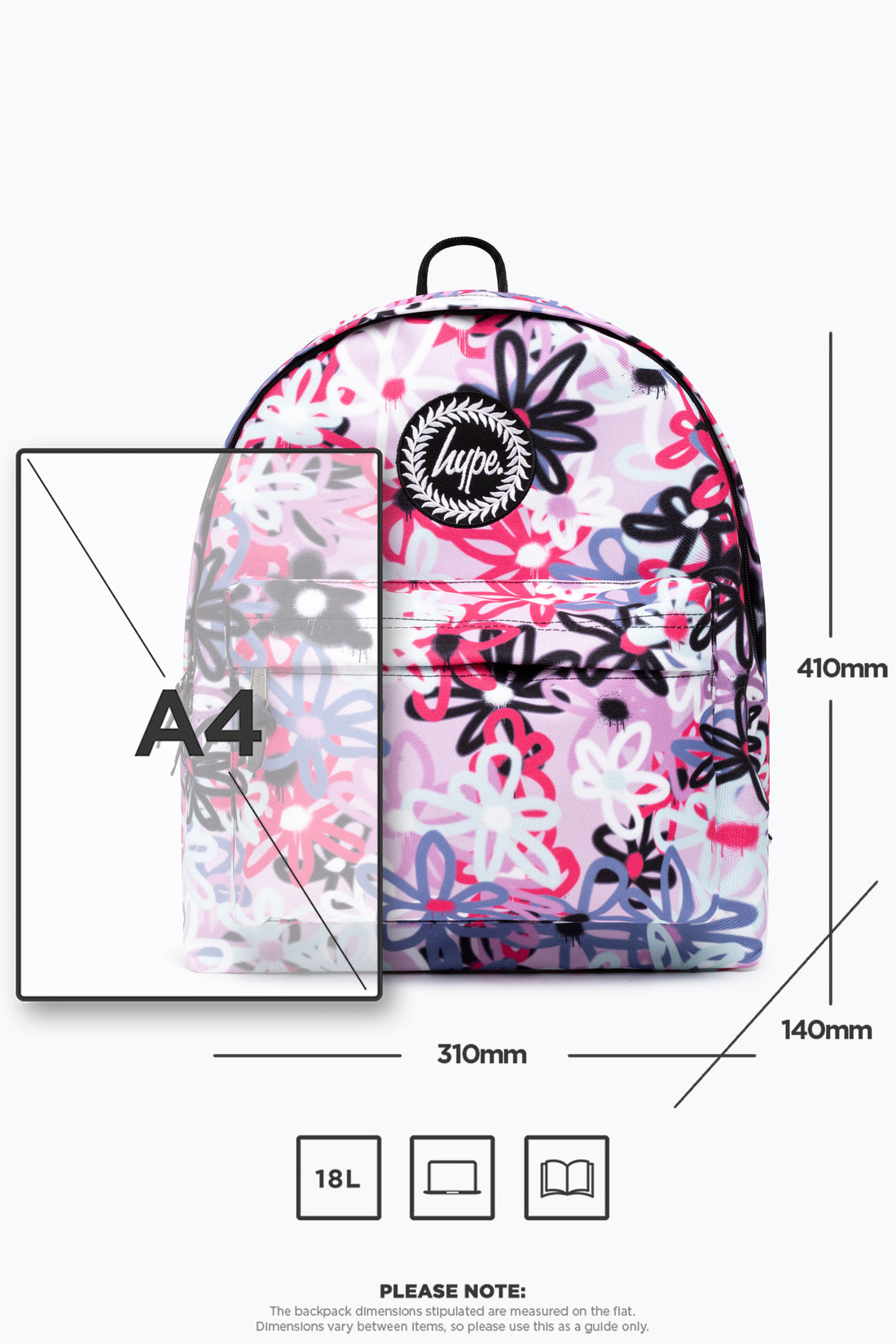 HYPE PURPLE GRAFFITI FLOWERS BACKPACK