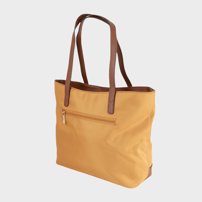 Ladies Tan Contrast Strap Tote Bag