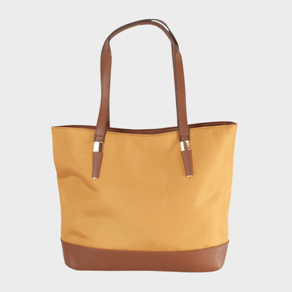 Ladies Tan Contrast Strap Tote Bag