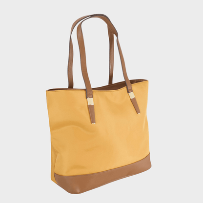 Ladies Tan Contrast Strap Tote Bag