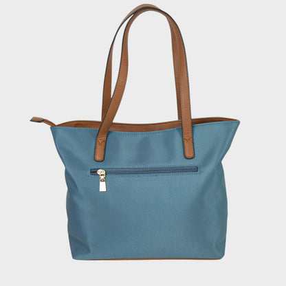 Ladies Teal Contrast Strap Tote Bag