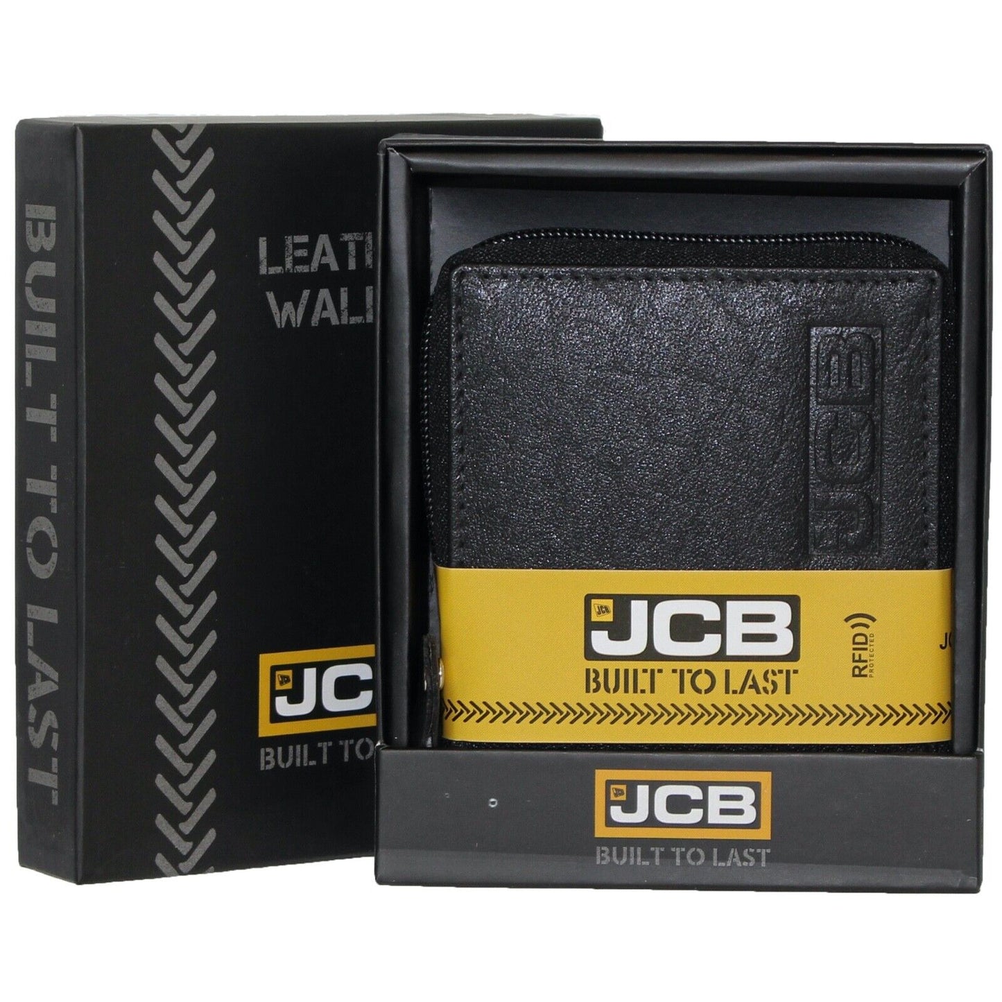 Mens RealLeather Wallet JCB RFID Wallet Coin Purse ID Holder Zip Wallet Black