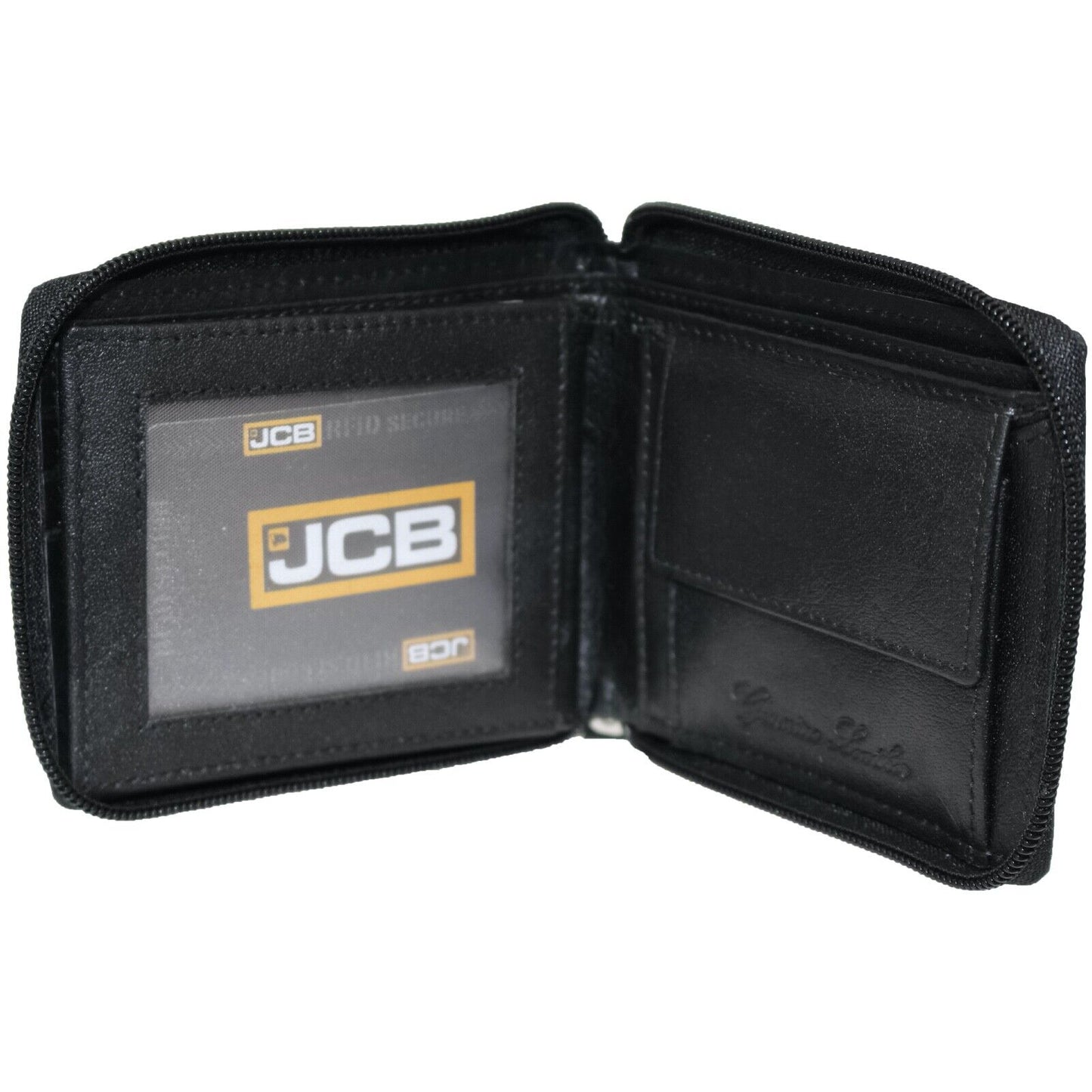 Mens RealLeather Wallet JCB RFID Wallet Coin Purse ID Holder Zip Wallet Black