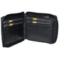 Mens RealLeather Wallet JCB RFID Wallet Coin Purse ID Holder Zip Wallet Black